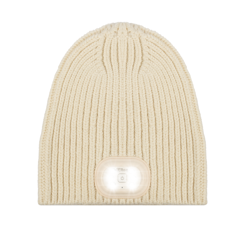 Reversible Knit LED Beanie - CREAM