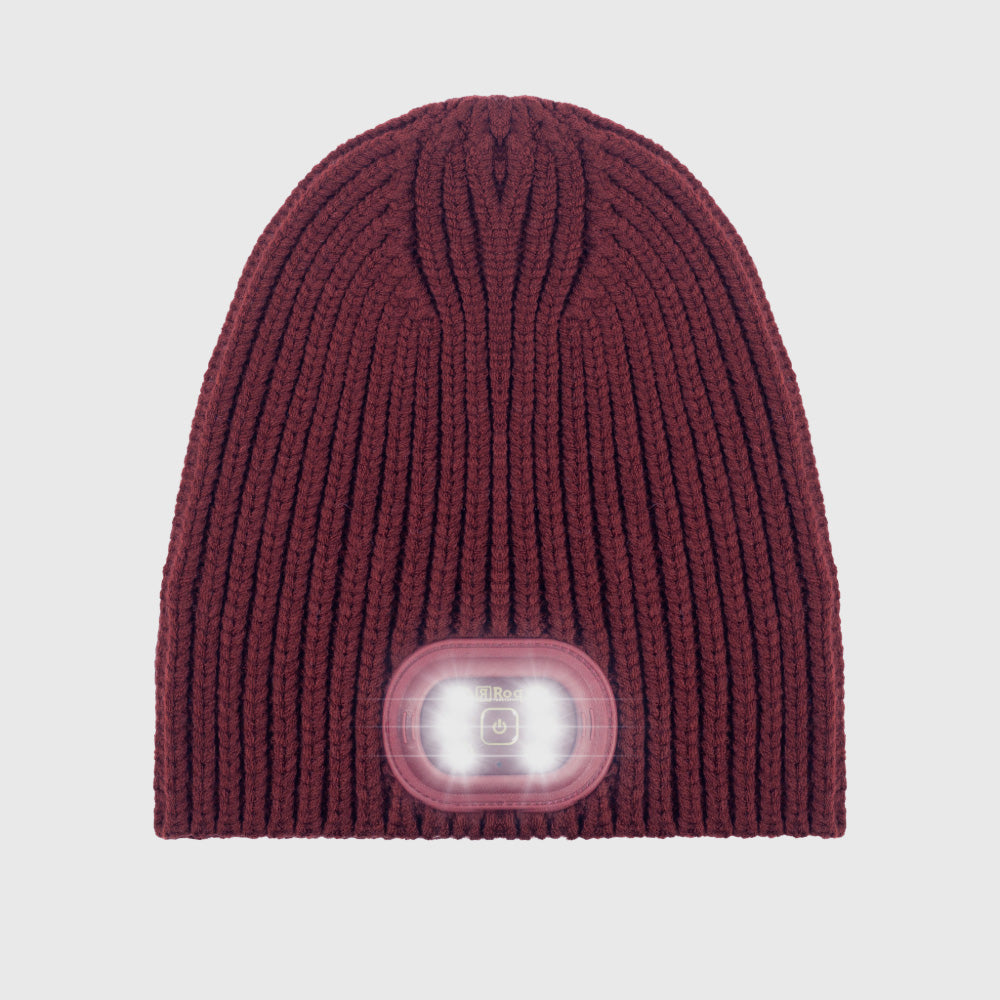 Reversible Knit LED Beanie - Wine