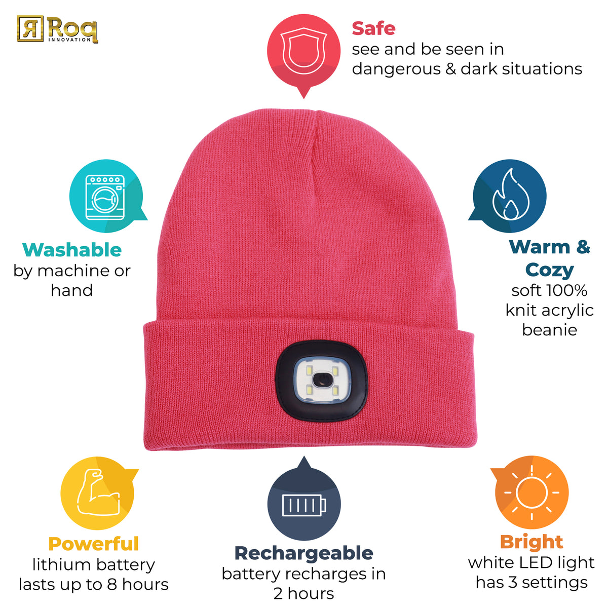 Headlightz® Beanie Knit Coral Roq Innovation