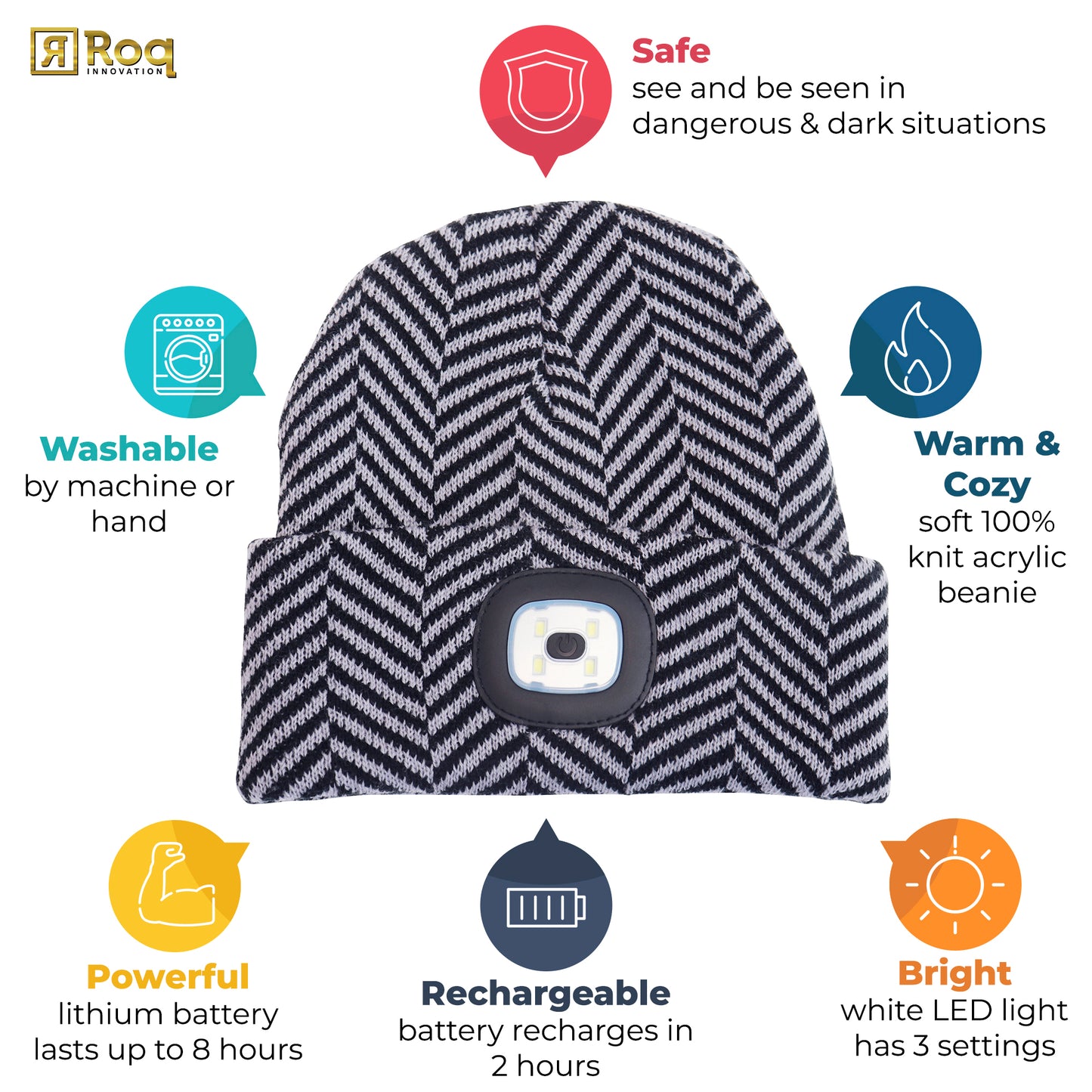Headlightz® Beanie - Knit - Herringbone