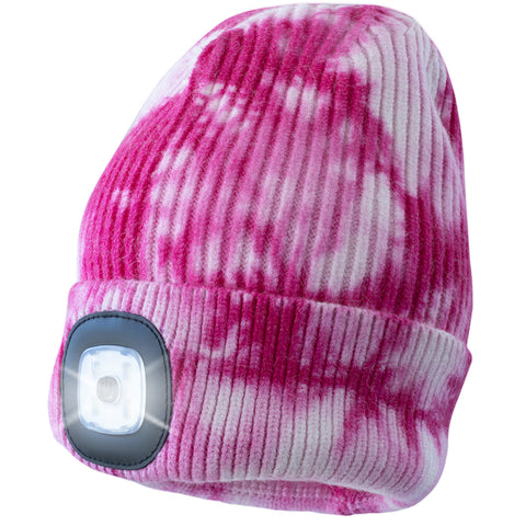 Headlightz® Beanie - Knit - Tie Dye Pink