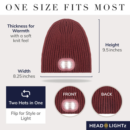 Reversible Knit LED Beanie - Wine