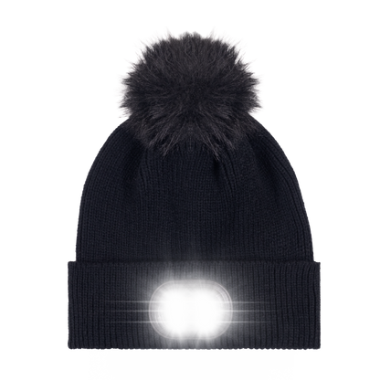 LED Pom Pom Beanie - Black