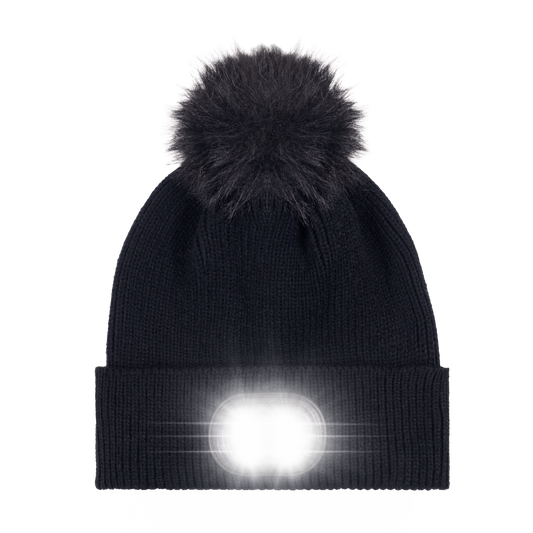 LED Pom Pom Beanie - Black