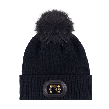 LED Pom Pom Beanie - Black