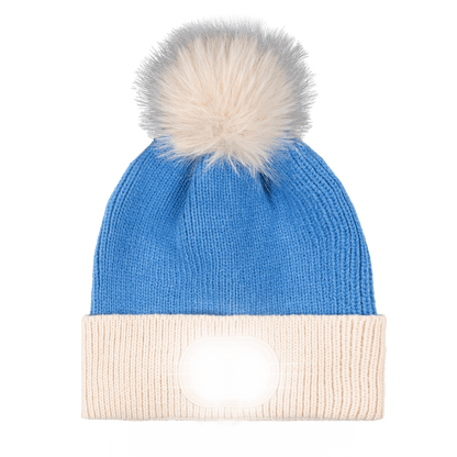 LED Pom Pom Beanie - Sky Blue