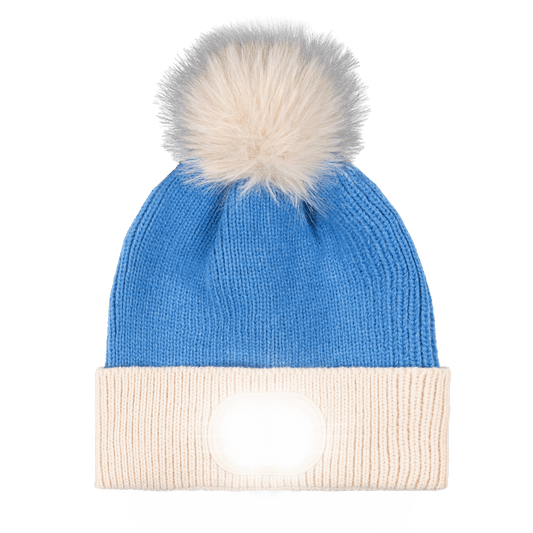 LED Pom Pom Beanie - Sky Blue