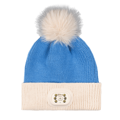 LED Pom Pom Beanie - Sky Blue