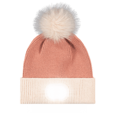 Load image into Gallery viewer, Pom Pom Beanie - Blush - Tan Brim
