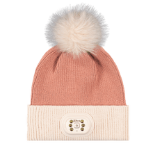 Load image into Gallery viewer, Pom Pom Beanie - Blush - Tan Brim
