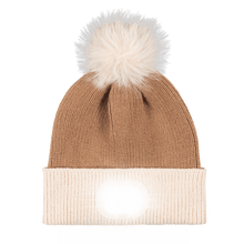 Load image into Gallery viewer, Pom Pom Beanie - Brown - Tan Brim
