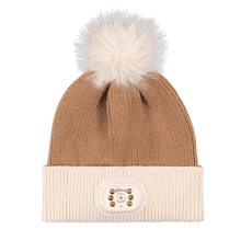 Load image into Gallery viewer, Pom Pom Beanie - Brown - Tan Brim
