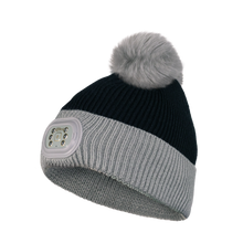 Load image into Gallery viewer, Pom Pom Beanie - Black - Gray Brim
