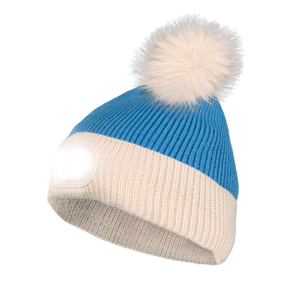 LED Pom Pom Beanie - Sky Blue