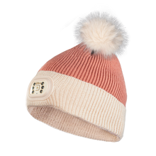 Load image into Gallery viewer, Pom Pom Beanie - Blush - Tan Brim
