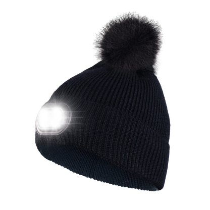 LED Pom Pom Beanie - Black