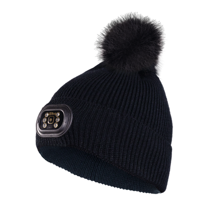 LED Pom Pom Beanie - Black