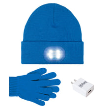 Load image into Gallery viewer, Kids Led Beanie &amp; Glove Beanie Set - Blue

