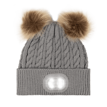 Load image into Gallery viewer, Kids Pom Pom Led Beanie - Gray
