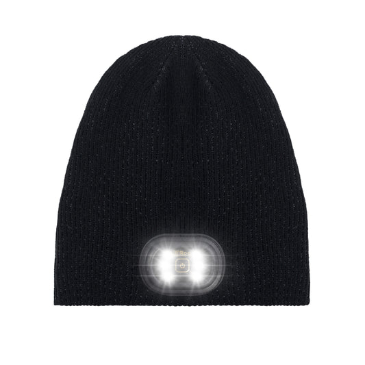 Reflective & Reversible LED Knit Beanie - Black