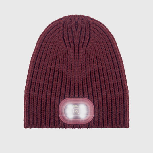 Reversible Knit LED Beanie - Wine