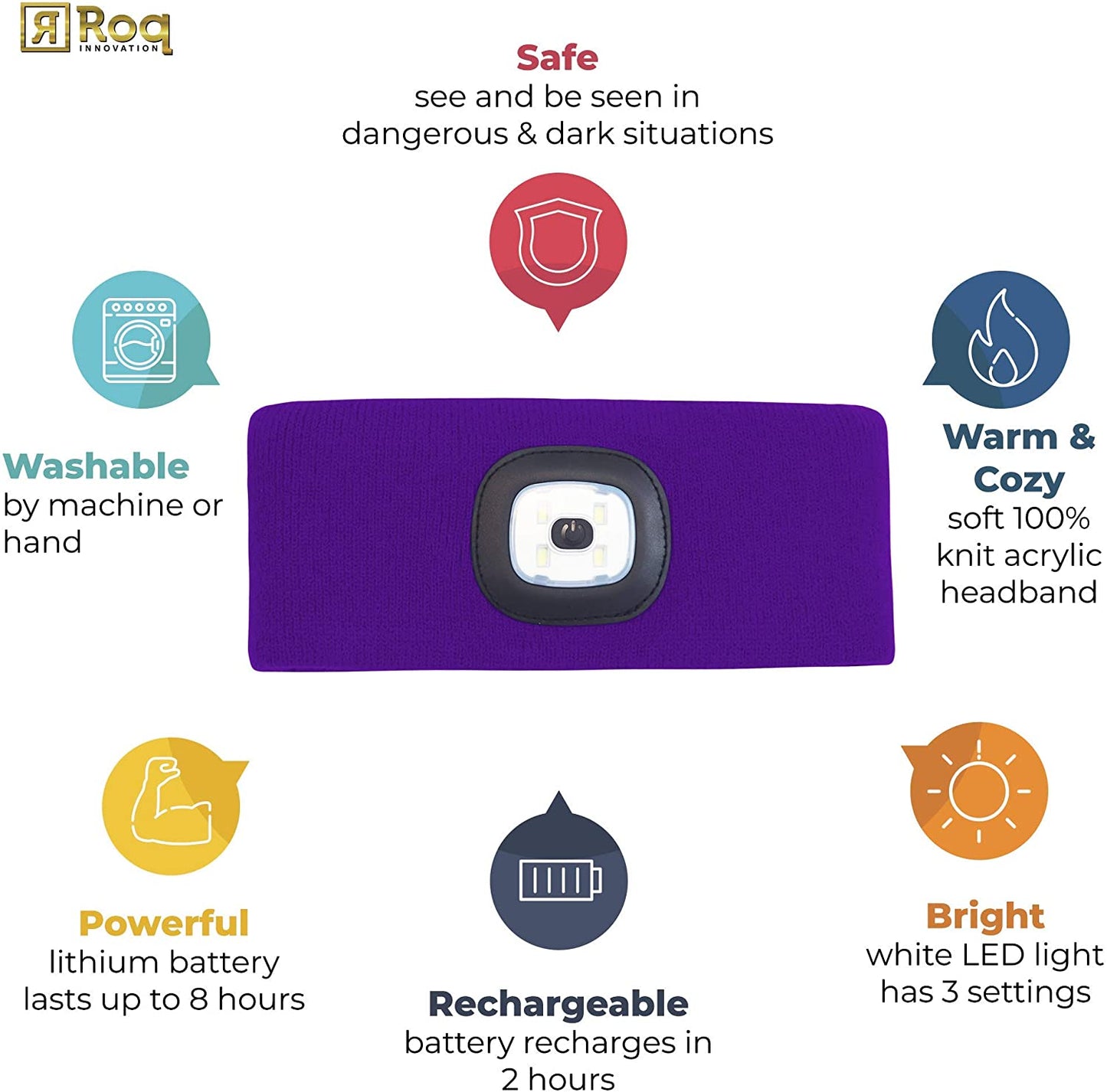 Headlightz® Headband - Knit - Plum