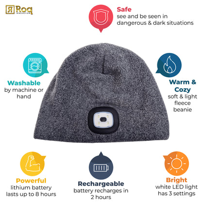 Headlightz® Beanie - Fleece - Grey