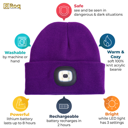 Headlightz® Beanie - Knit - Plum