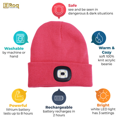 Headlightz® Beanie - Knit - Coral