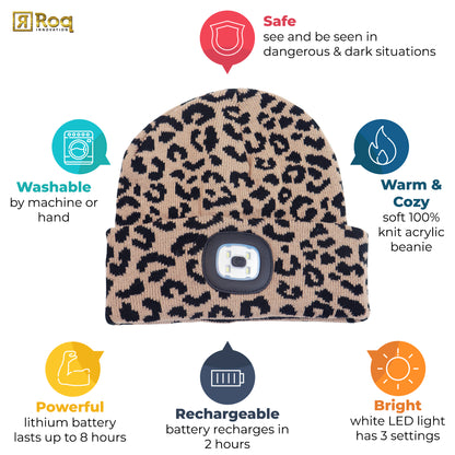 Headlightz® Beanie - Knit - Leopard