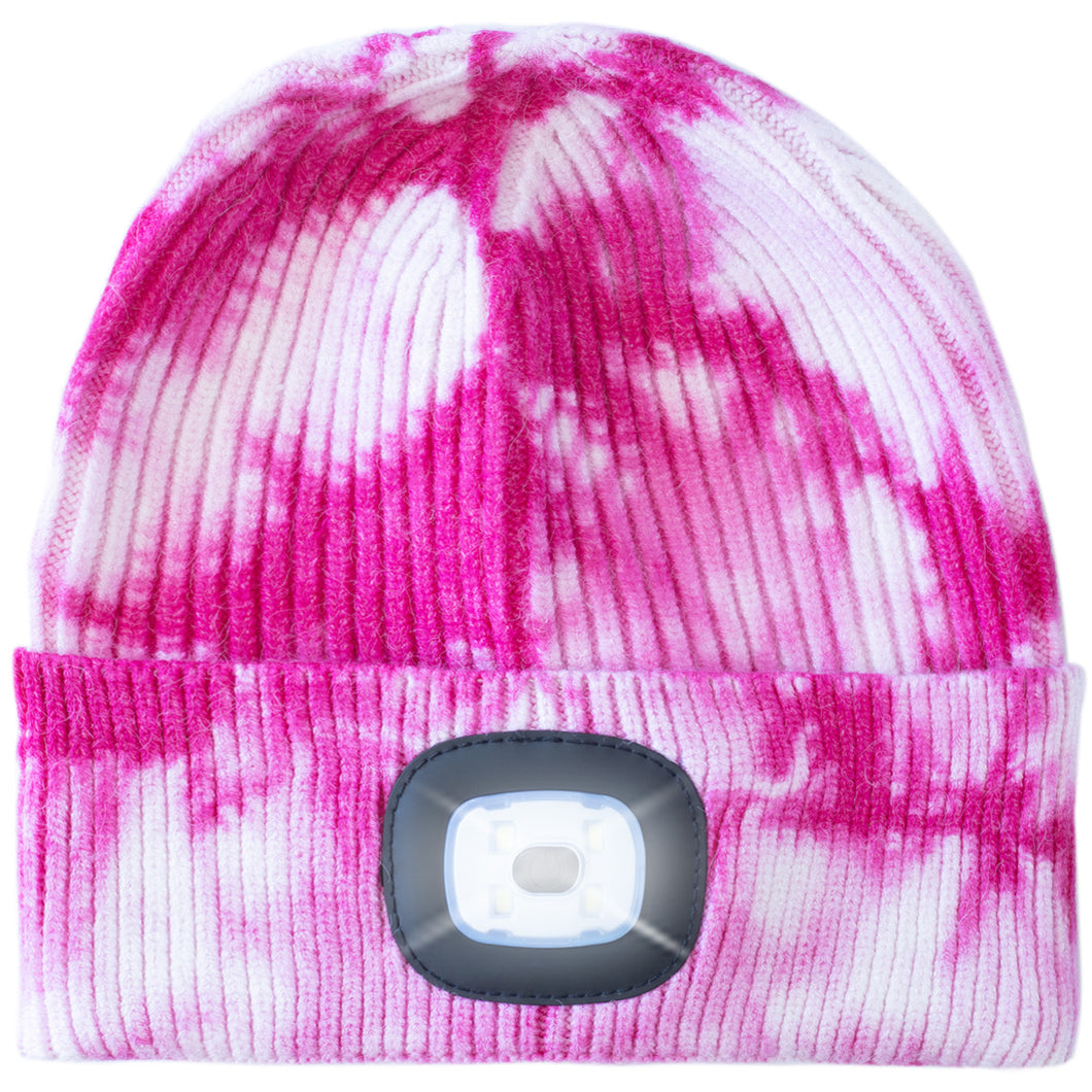 Headlightz® Beanie - Knit - Tie Dye Pink