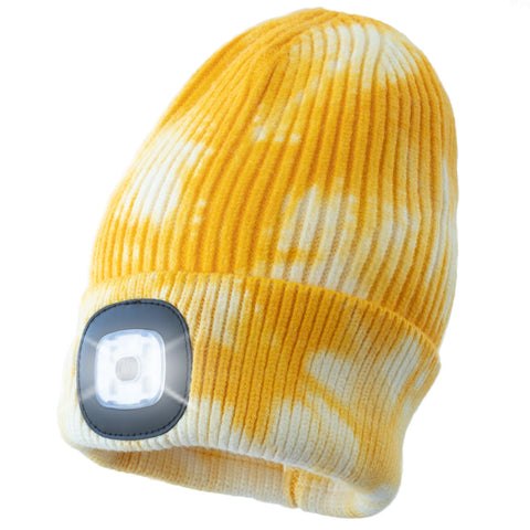 Headlightz® Beanie - Knit - Tie Dye Yellow